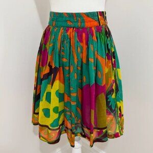 Vintage Jou Jou Vibrant Colorful Cotton A-Line Skirt Boho Retro 90's Size M